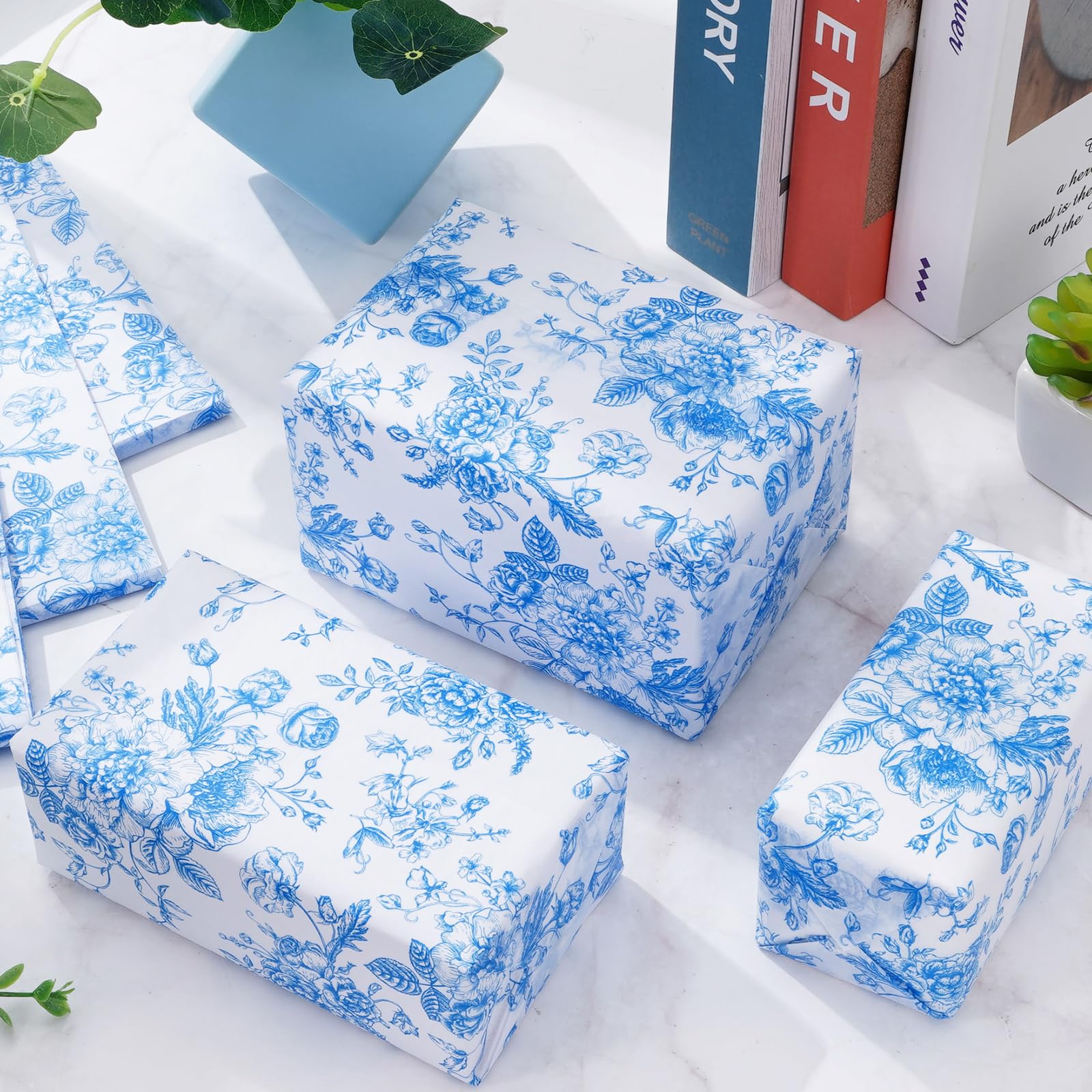 Amazon.com: 60 Sheets Blue Floral Tissue Paper Blue Toile Tissue